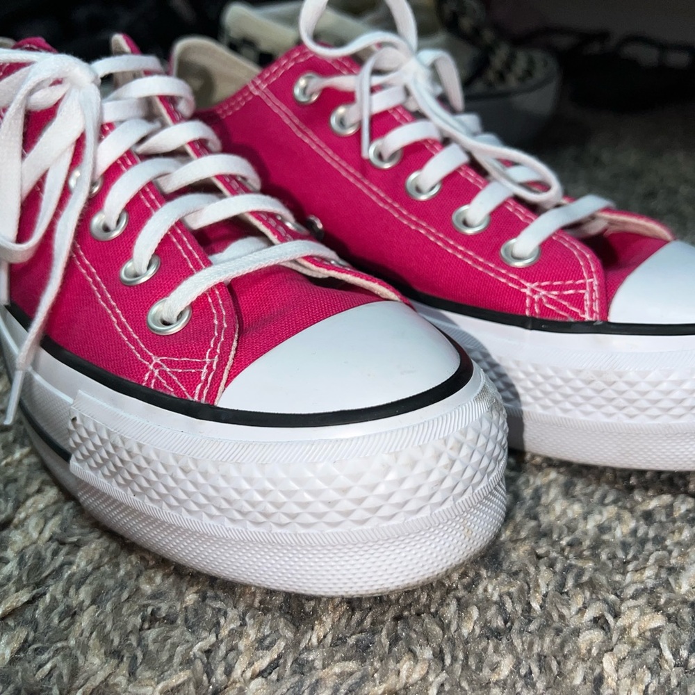 Hot pink platform converse
